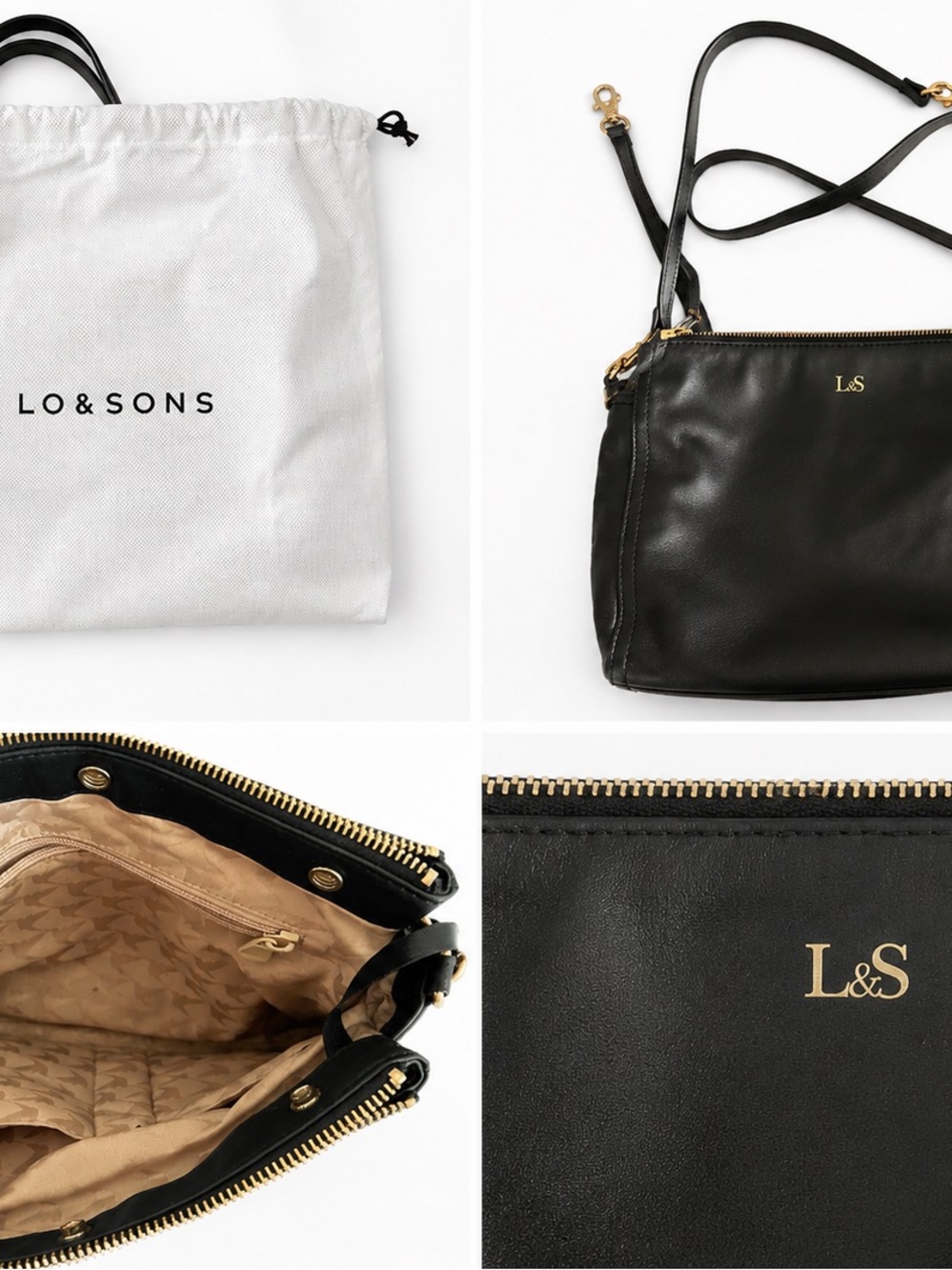L&SONS Black Leather Crossbody Bag - Sleek Everyday Carry